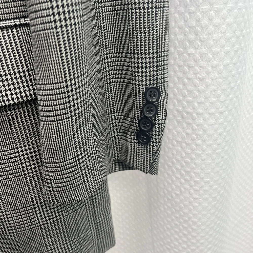 Jos.A Bank‎ Men's Silk Wool Blend Black Glen Plaid Blazer 40R Old Money